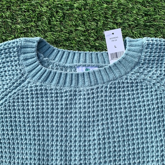 Dip Plush Knit Light Blue Sweater Women Large - Picture 2 of 7